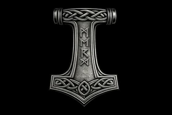 Thor's hammer engraved with Elder Futhark runes